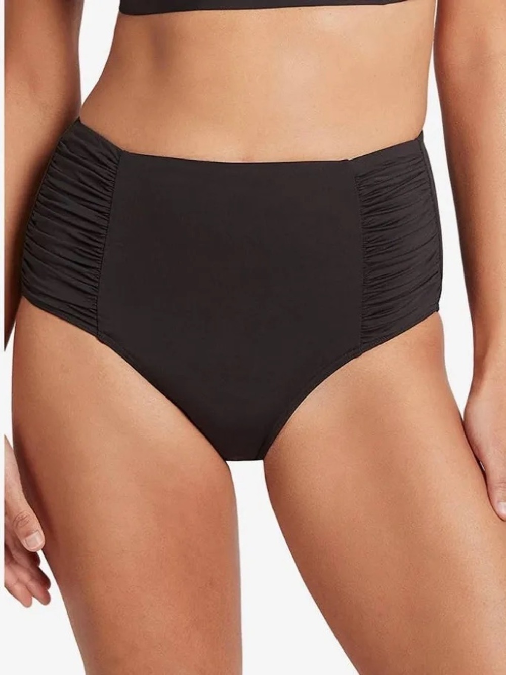 SEA LEVEL AUSTRALIA NEW Black High Waist Gathered Side Bottoms Swim Suit 10